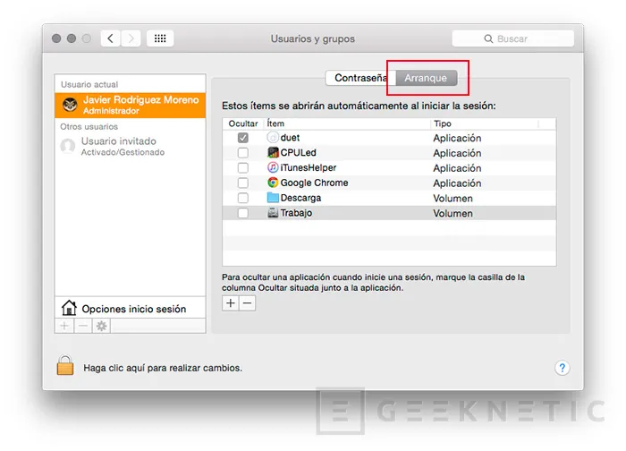 Geeknetic Cómo administrar qué aplicaciones auto-arrancan en MacOS 10.10 Yosemite 2
