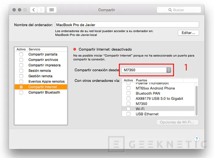 Geeknetic Compartir conexión a internet móvil en MacOS 2