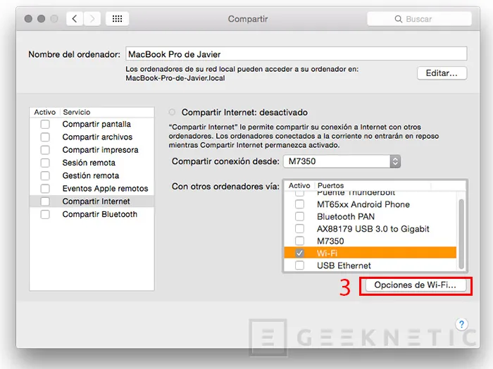 Geeknetic Compartir conexión a internet móvil en MacOS 4