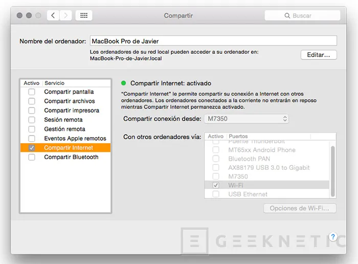 Geeknetic Compartir conexión a internet móvil en MacOS 6