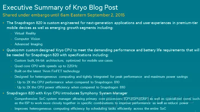 Qualcomm desvela los detalles de su Snapdragon 820 con arquitectura Kryo y HSA, Imagen 1