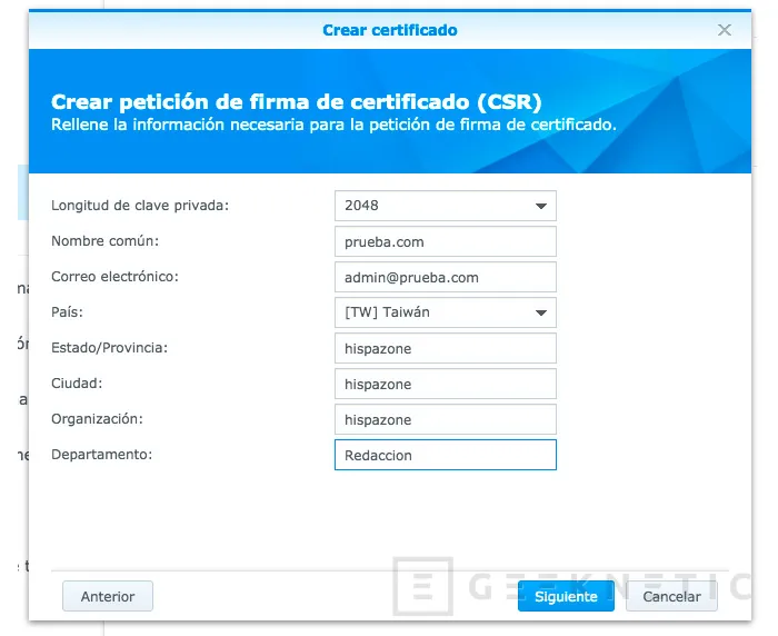 Geeknetic Instala un certificado SSL en tu NAS Synology 3