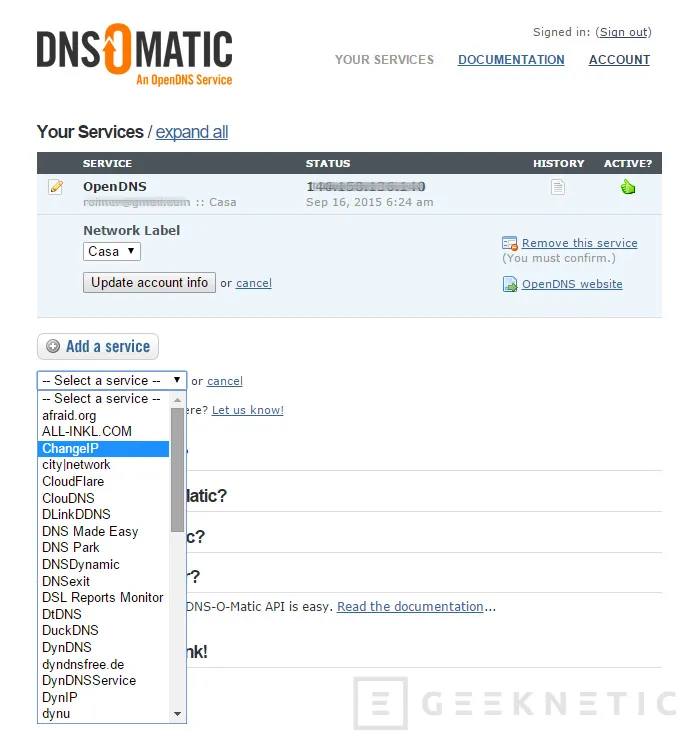 Geeknetic Haz que tu NAS Synology gestione la actuación de IP en OpenDNS 1
