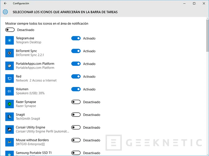 Geeknetic Configura qué iconos aparecen en la barra de tareas 2