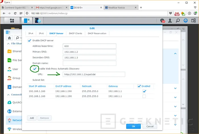 Geeknetic Configuración automática de Proxy con el DHCP server de tu NAS Synology 2