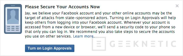 Facebook avisará a los usuarios que estén siendo espiados por el Gobierno, Imagen 1
