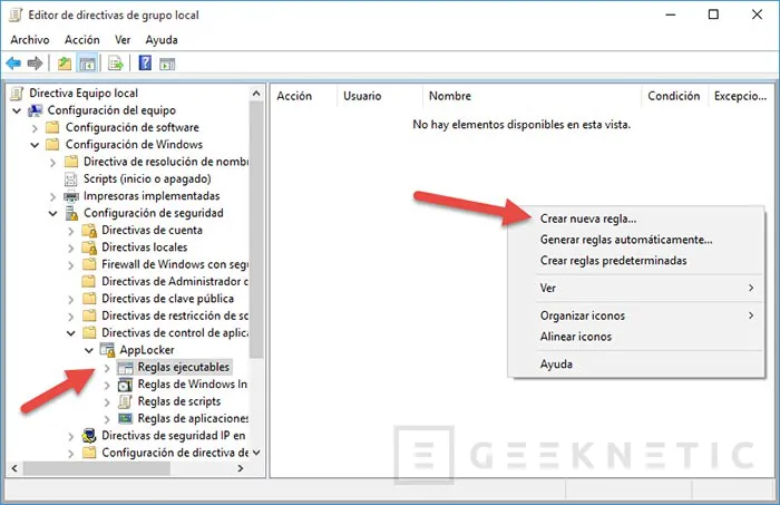 Geeknetic Restringe el acceso a aplicaciones instaladas con AppLocker 4