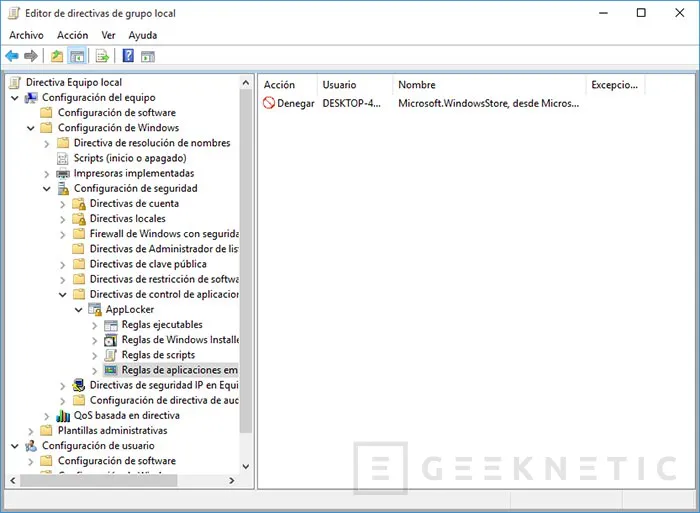 Geeknetic Restringe el acceso a las aplicaciones “universales” de Windows 10 con AppLocker 5