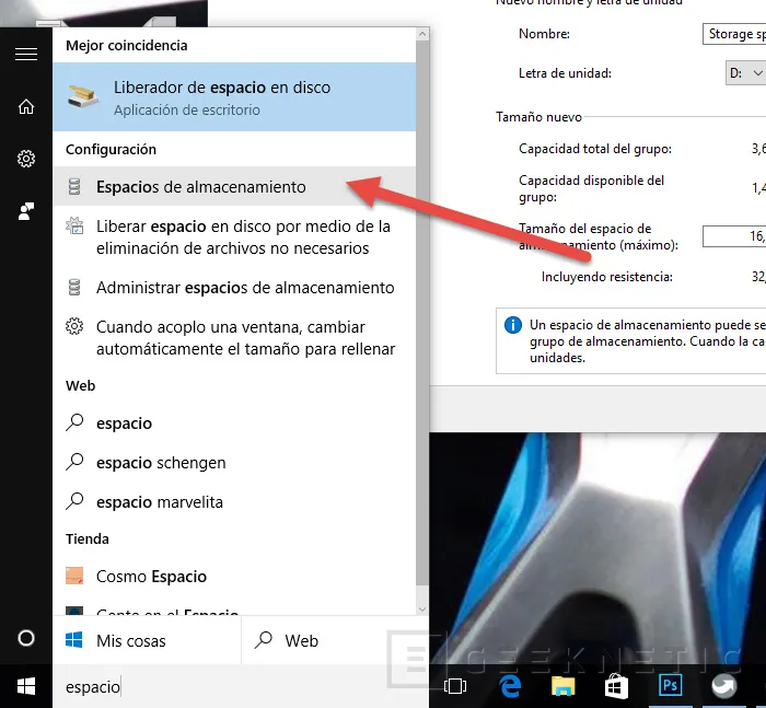 Geeknetic Montar un “espacio de almacenamiento” en Windows 8 o Windows 10 1