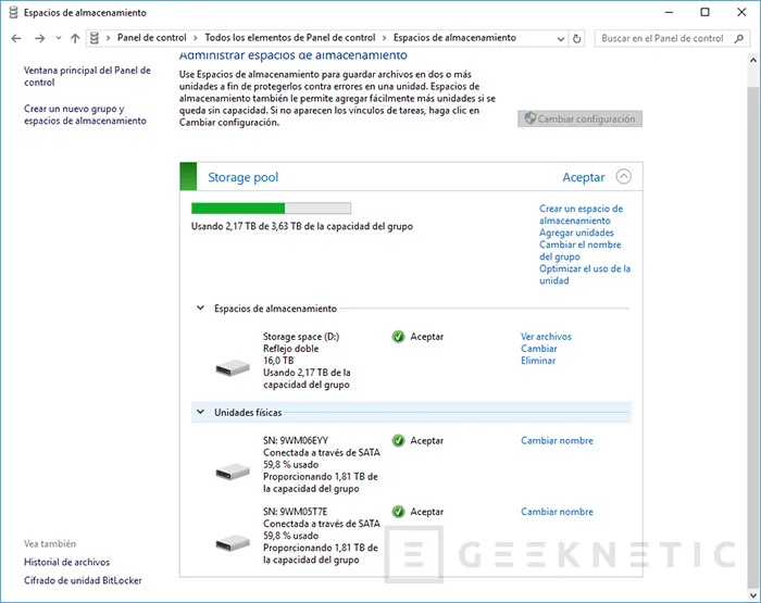 Geeknetic Montar un “espacio de almacenamiento” en Windows 8 o Windows 10 5
