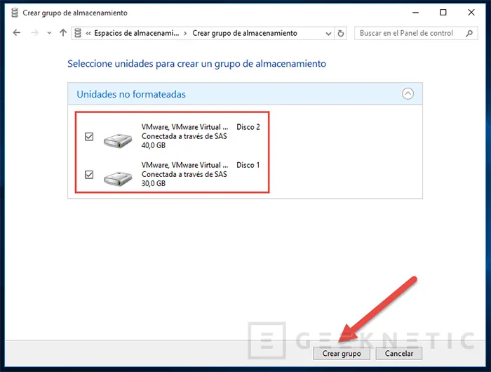 Geeknetic Montar un “espacio de almacenamiento” en Windows 8 o Windows 10 3