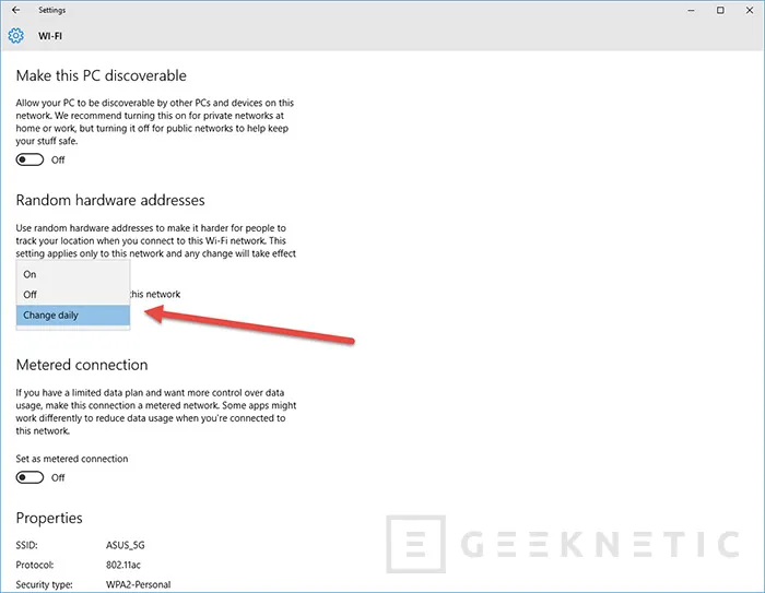 Geeknetic Activa el randomizador MAC en Windows 10 2