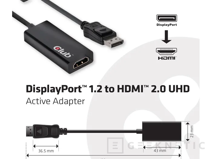Geeknetic Club3D lanza un adaptador Displayport 1.2 a HDMI 2.0 4:4:4 2