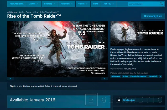 Rise of the Tomb Raider llegará a PC en enero, Imagen 1