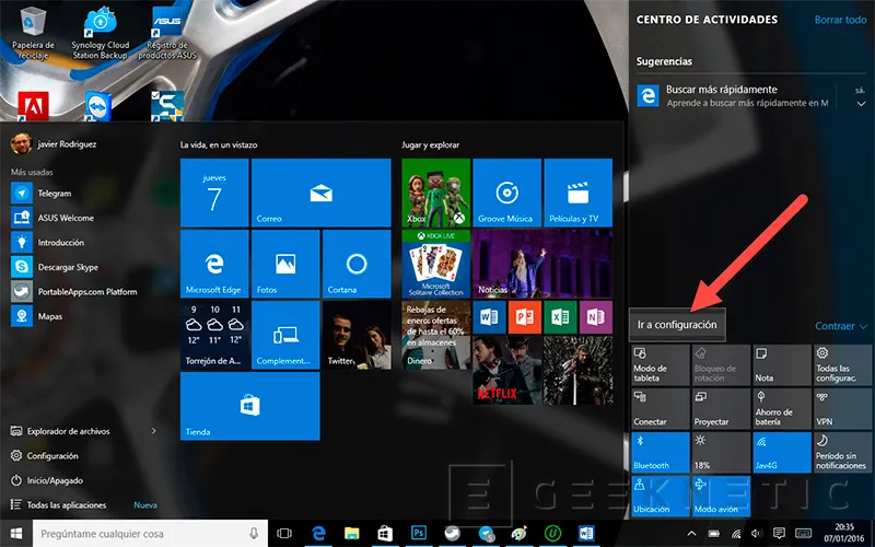 Geeknetic Configura adecuadamente el cambio a Tablet en Windows 10 1