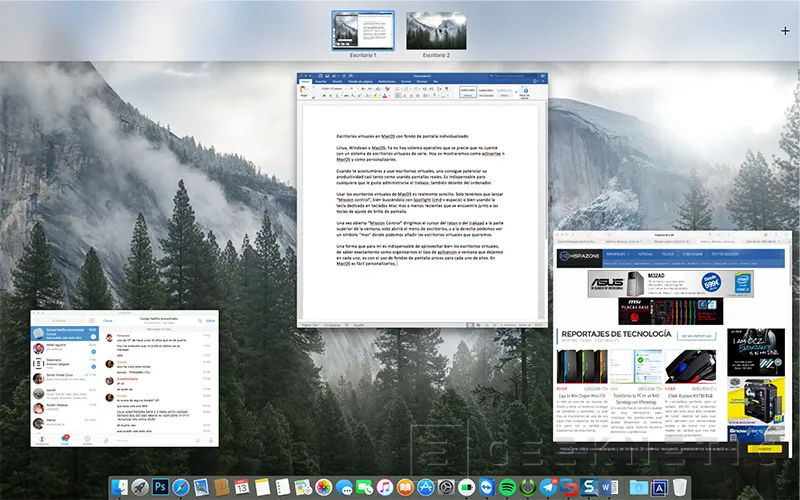 Geeknetic Escritorios virtuales en MacOS con fondo de pantalla individualizado 2