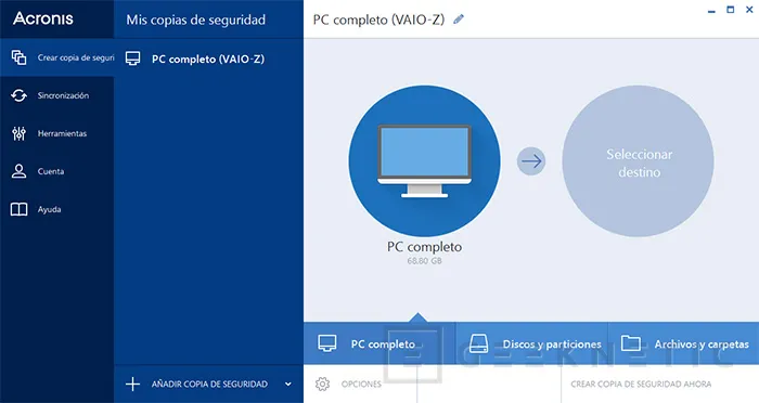 Geeknetic Software de backup para Windows 10 2