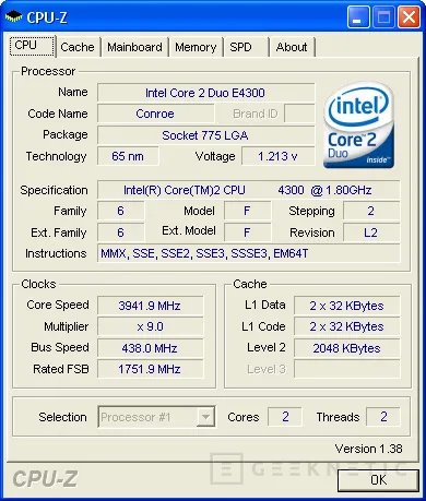 Geeknetic Intel Core 2 Duo E4300. De 1.8 a 3.95GHz de overclocking masivo 9