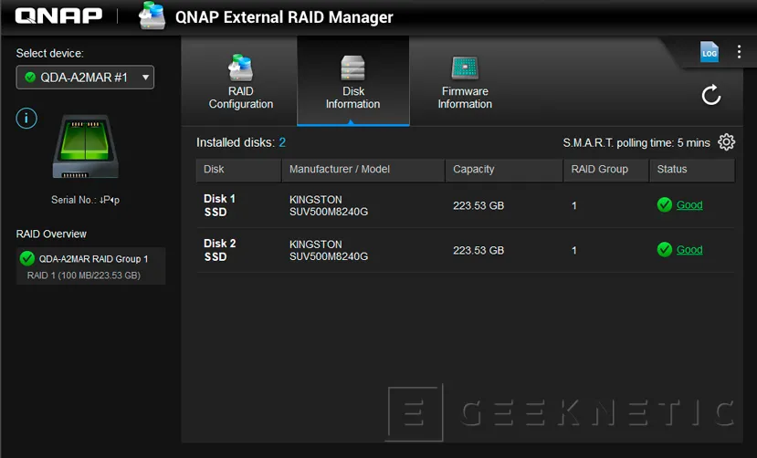 Geeknetic Review Adaptador RAID M.2 a SATA QNAP QDA-A2MAR 17