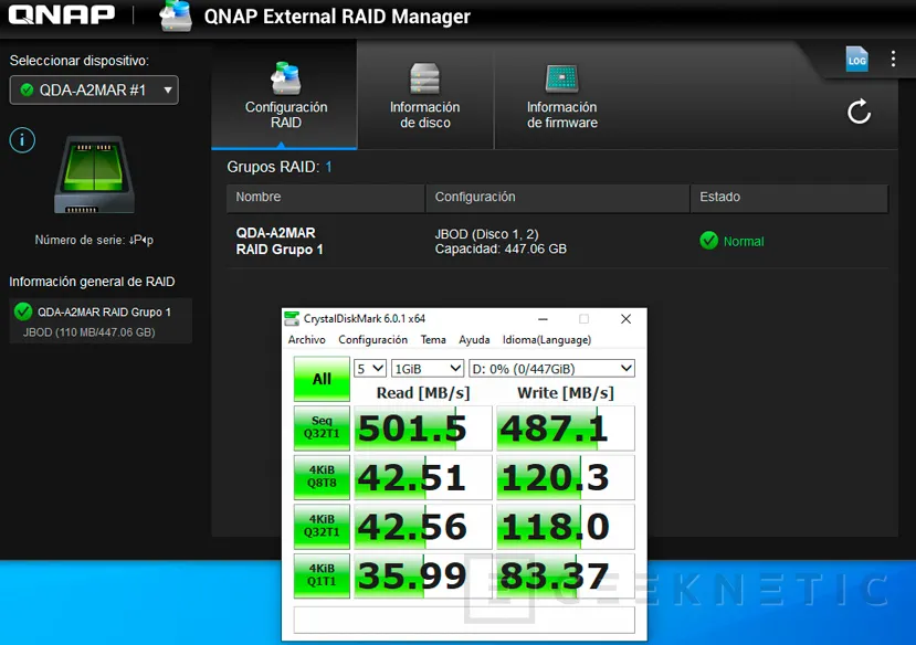 Geeknetic Review Adaptador RAID M.2 a SATA QNAP QDA-A2MAR 21