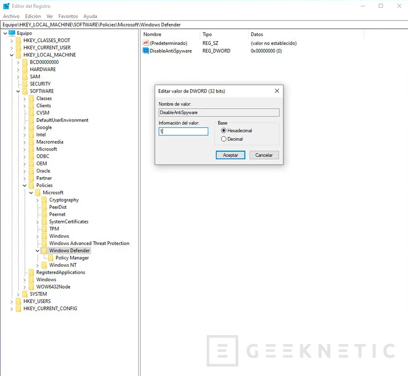 Geeknetic Cómo desactivar el Antivirus Windows Defender permanentemente 17
