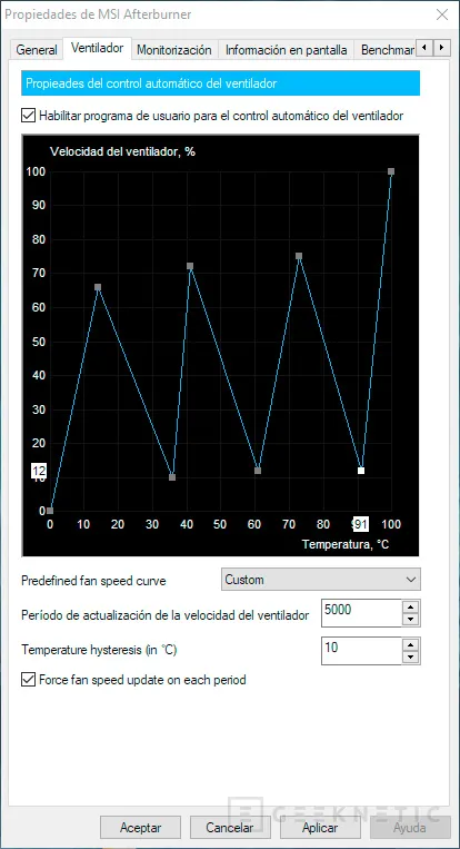 Geeknetic MSI Afterburner: Cómo mejorar la refrigeración de tu gráfica configurando la curva de ventilación 9