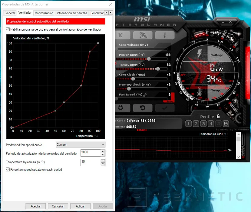 Geeknetic MSI Afterburner: Cómo bajar la temperatura de la tarjeta gráfica realizando downclocking 2