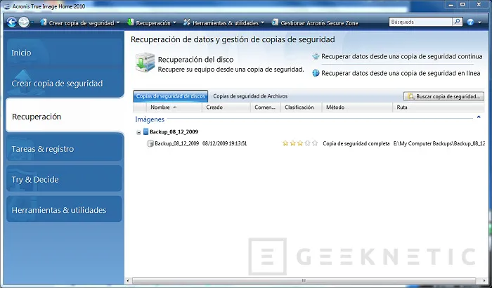 Geeknetic Acronis True Image Home 2010 10