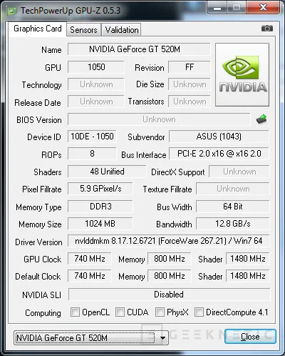Geeknetic Nvidia Geforce GT 520M. El nuevo mínimo gráfico 2