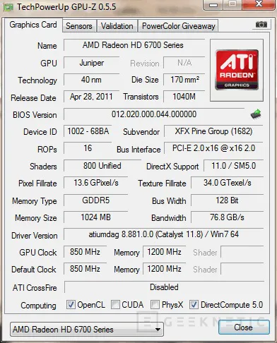 Geeknetic XFX AMD Radeon 6770 3