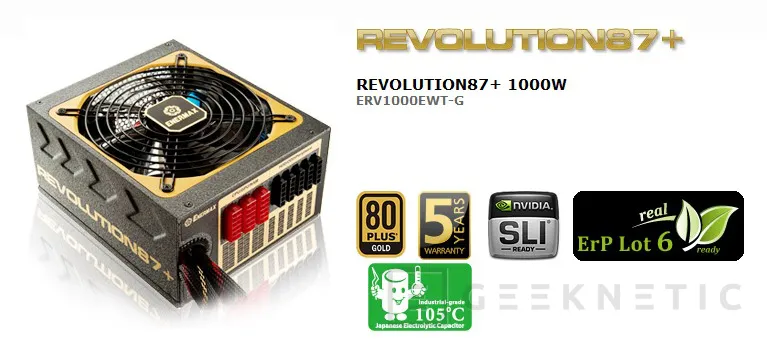 Geeknetic Fuente Enermax Revolution 87+ 1000w 2