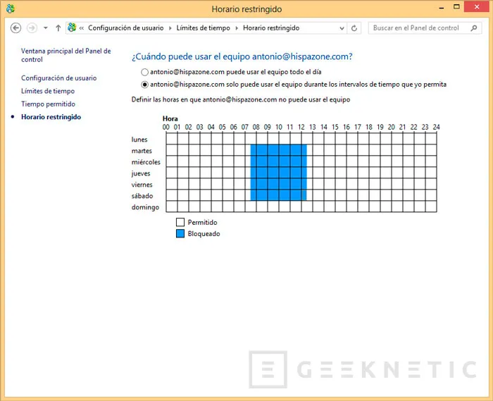 Geeknetic Control parental en Windows 8 10