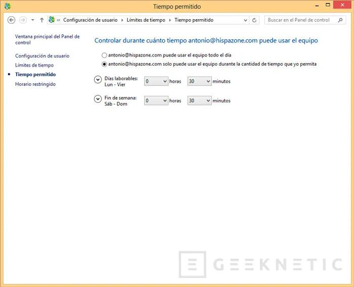 Geeknetic Control parental en Windows 8 9